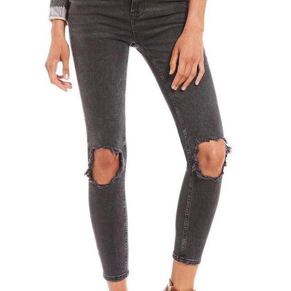 Free People high rise busted skinny jeans in charcoal black NWT size 24 - Picture 3 of 11